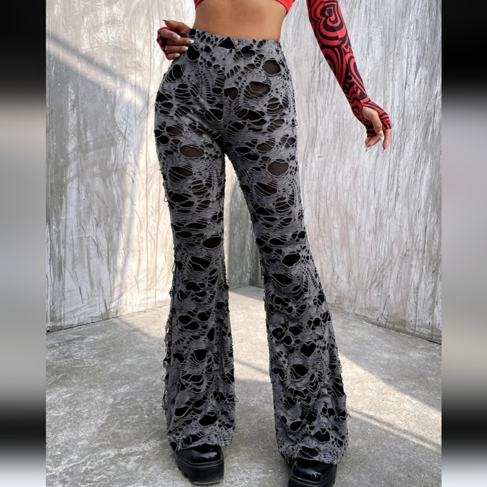 Shredded Flare Pants